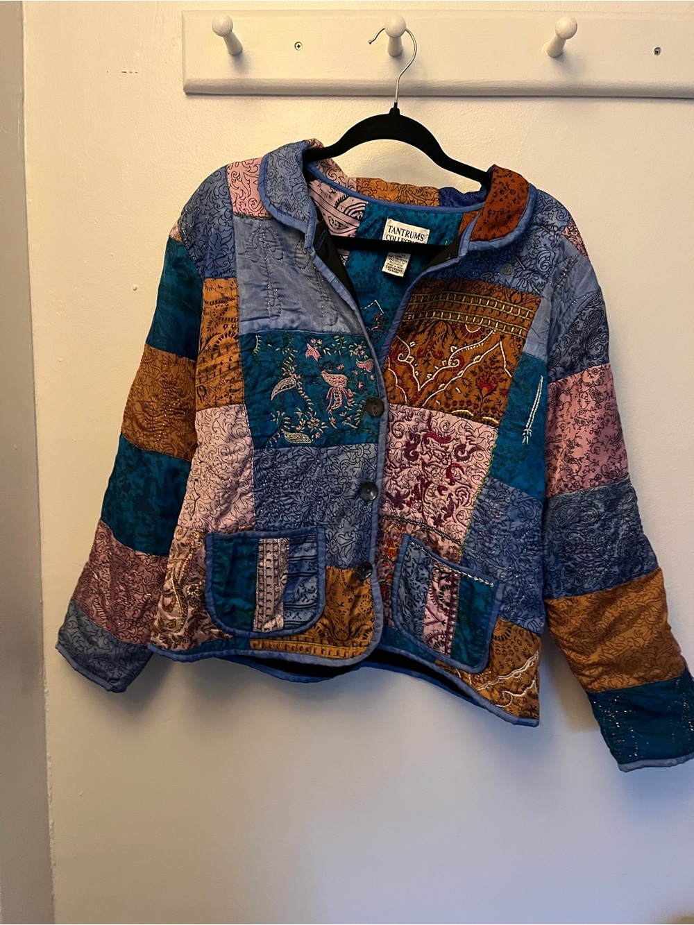 Tantrums Patchwork Bomber Jacket - Teal, Blue, Gold, Pink, Rust